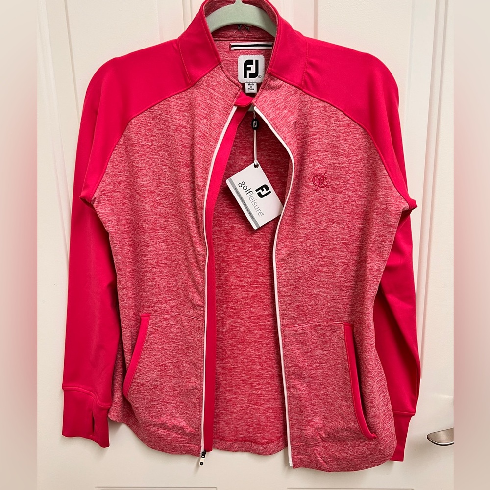 FootJoy Women's Pink Long Sleeve Full Zip Golf Jacket w Thumb Holes Size S